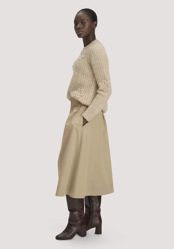 hessnatur Damen Rock Midi aus Bio-Baumwolle - beige - Größe 36
