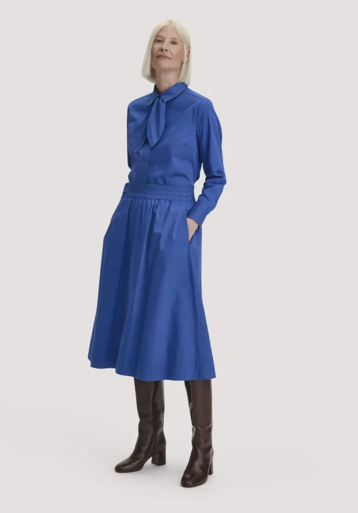 hessnatur Damen Midi Rock aus Bio-Baumwolle - blau - Größe 42