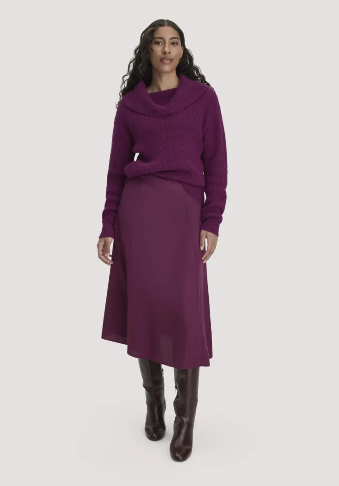 hessnatur Damen Gewebe Rock Midi aus TENCEL? Lyocell - rot - Größe 34