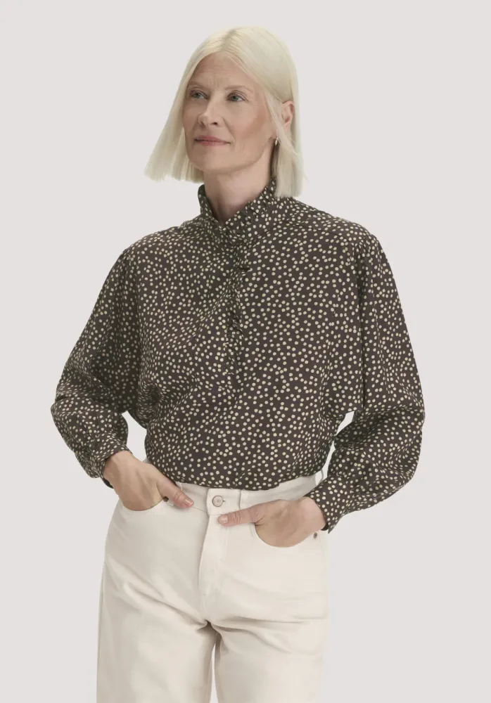 hessnatur Damen Bluse Relaxed aus SaXcell®Lyocell - braun - Größe 42