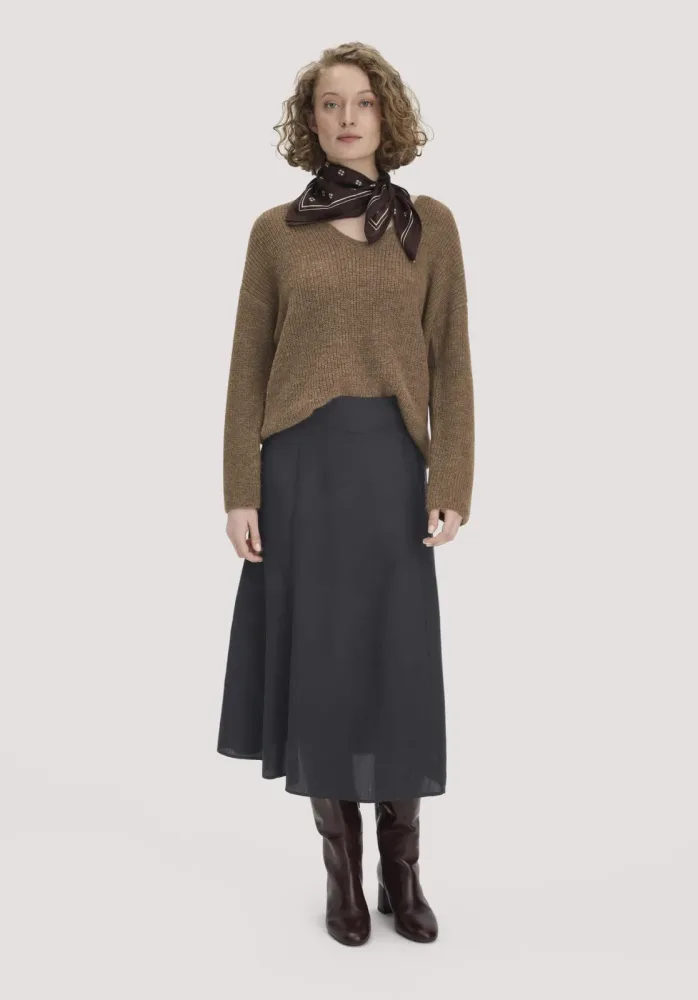 hessnatur Damen Gewebe Rock Midi aus TENCEL? Lyocell - schwarz - Größe 36