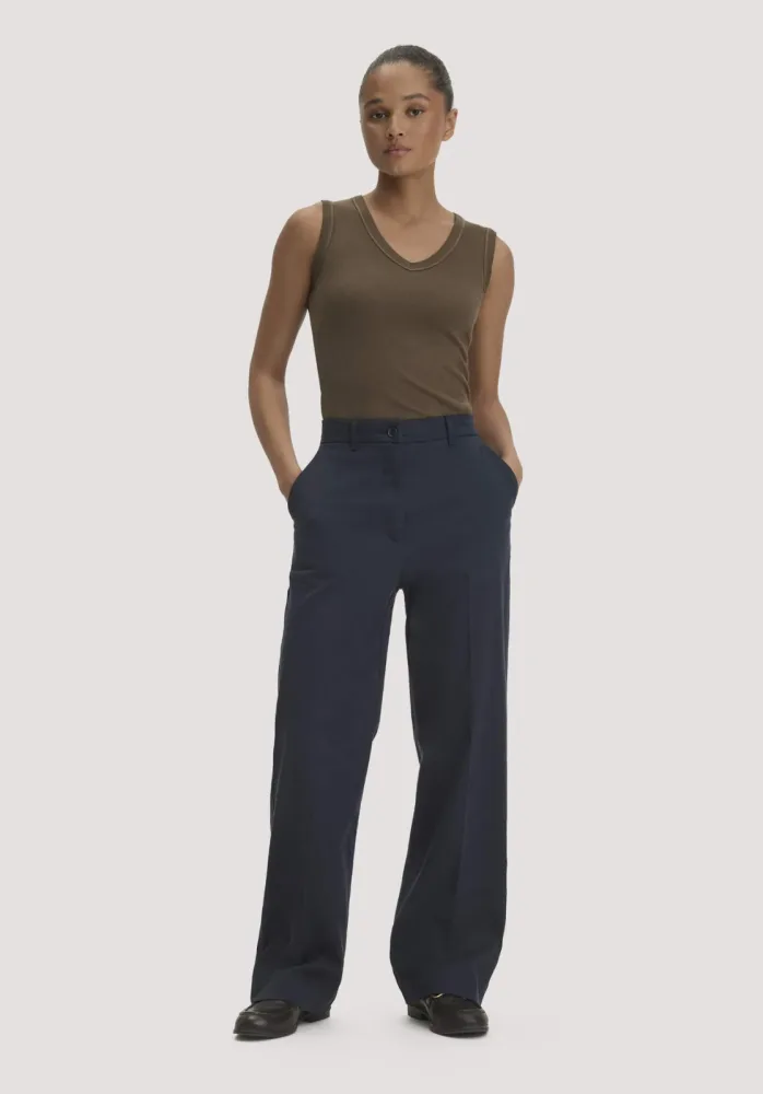 hessnatur Damen Hose Straight Leg Relaxed aus TENCEL? Lyocell mit Bio-Baumwolle - blau - Größe 34