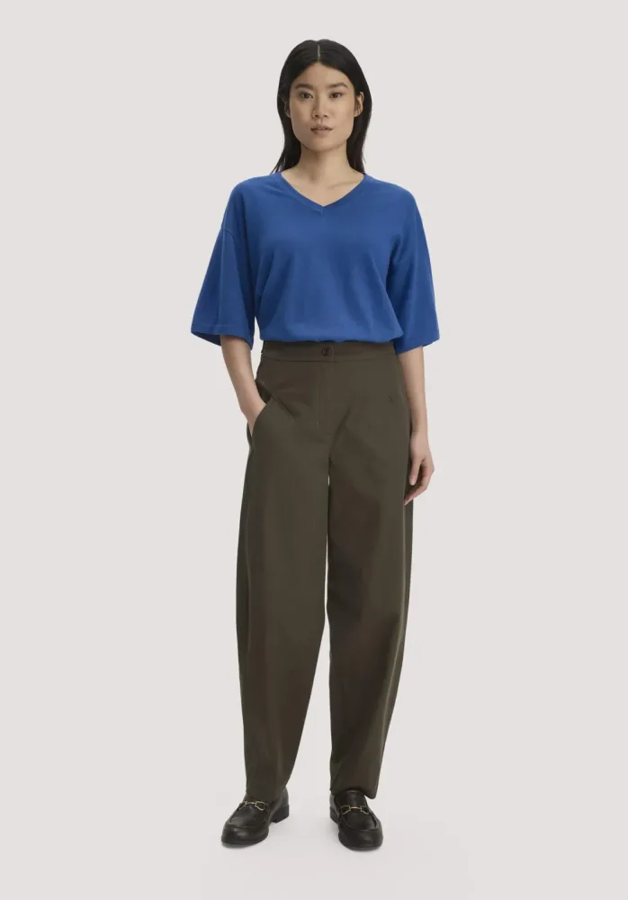 hessnatur Damen Barrel-Leg Hose Relaxed aus TENCEL? Lyocell mit Bio-Baumwolle - grün - Größe 40
