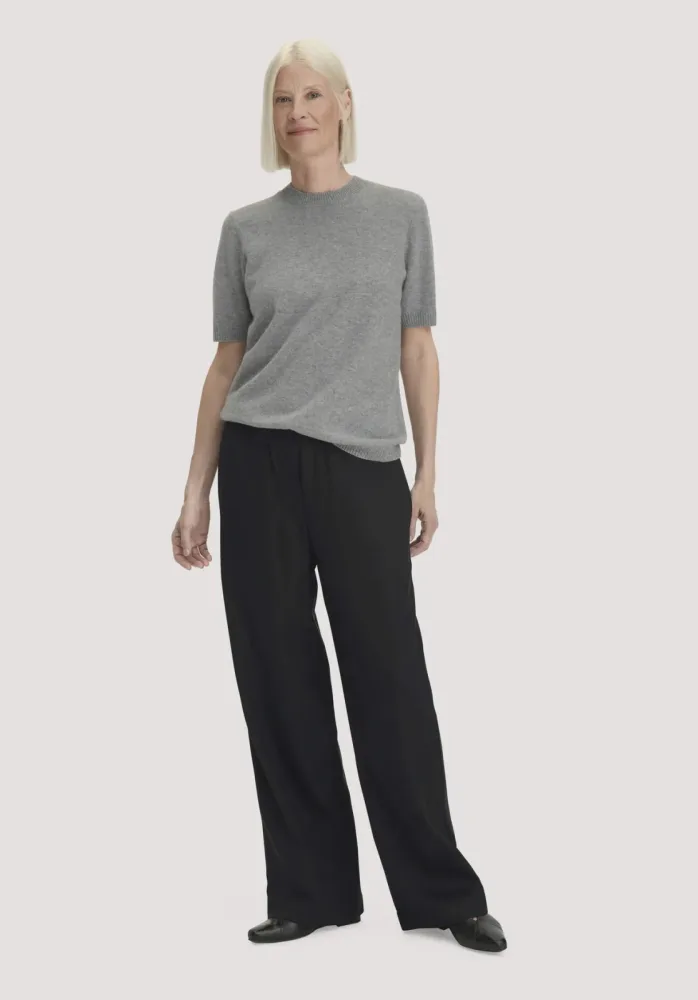 hessnatur Damen Gewebe Hose Wide Leg aus TENCEL? Lyocell - schwarz - Größe 38
