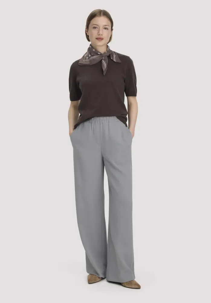 hessnatur Damen Gewebe Hose Wide Leg aus TENCEL? Lyocell - blau - Größe 42