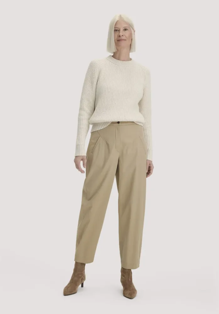 hessnatur Damen Barrel-Leg Hose Relaxed aus TENCEL? Lyocell mit Bio-Baumwolle - beige - Größe 48