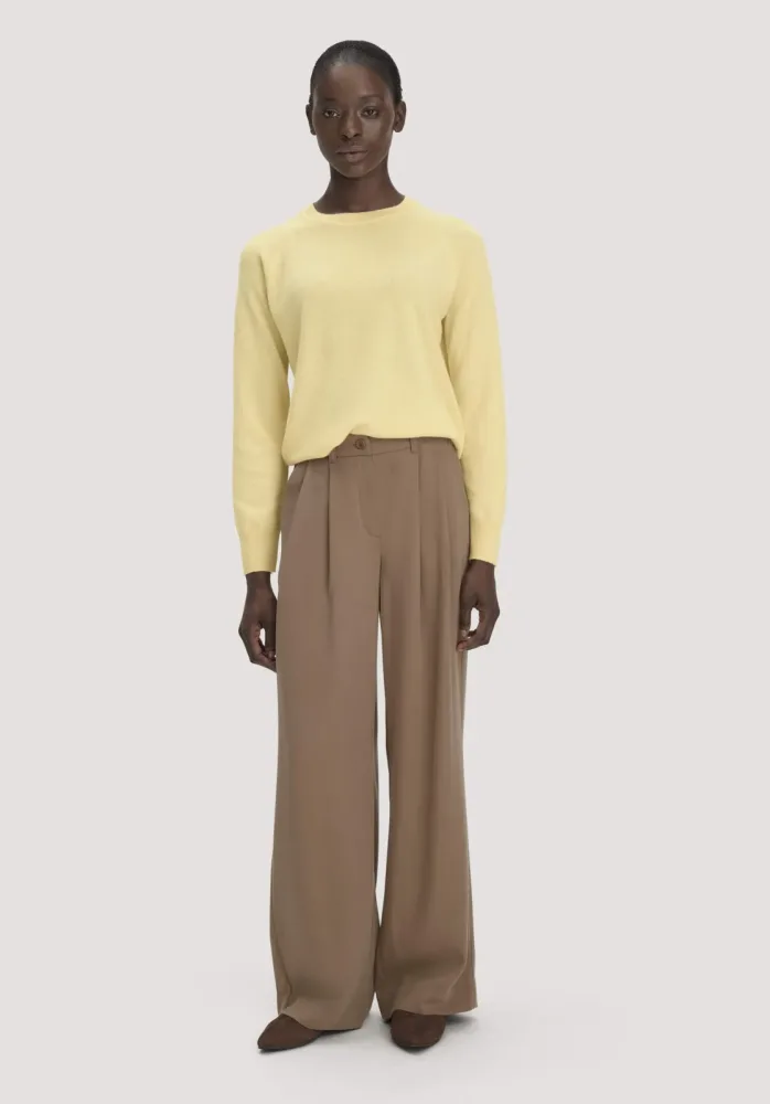 hessnatur Damen Twill-Hose Wide Leg aus TENCEL? Lyocell - braun - Größe 42