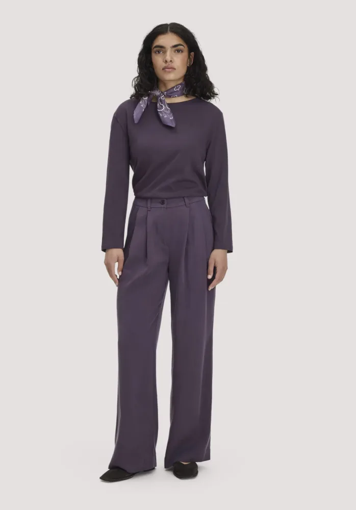 hessnatur Damen Twill-Hose Wide Leg aus TENCEL? Lyocell - lila - Größe 34