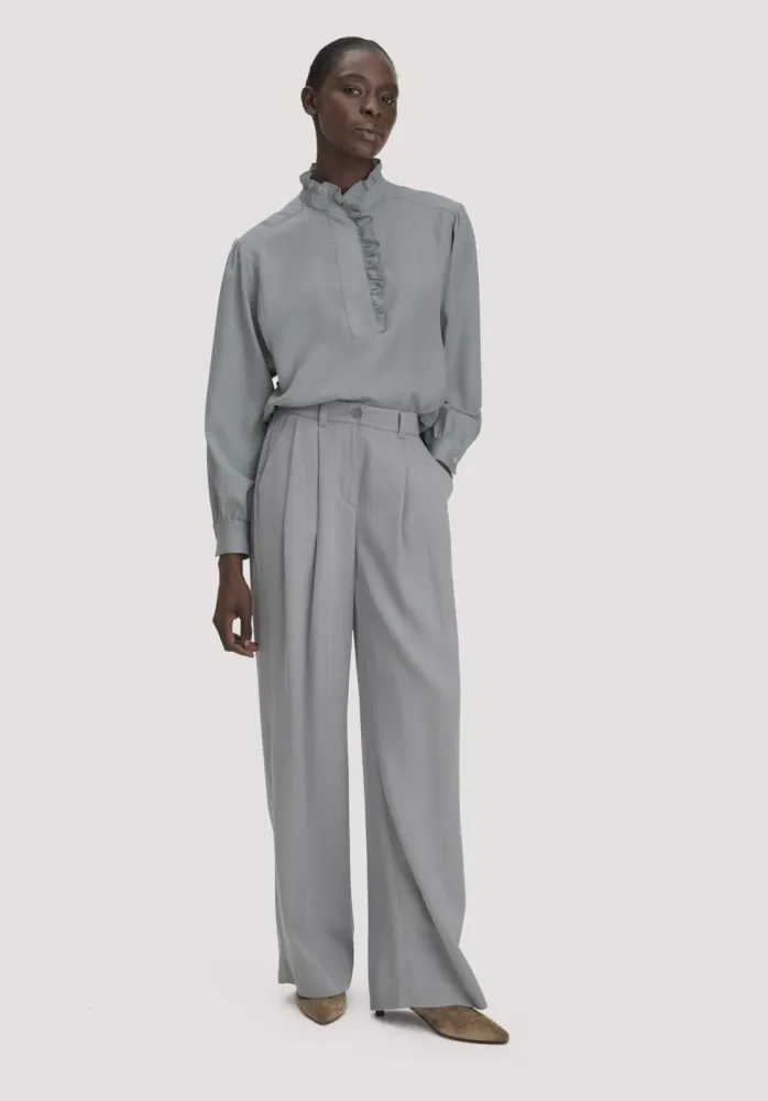 hessnatur Damen Gewebe Hose Wide Leg aus TENCEL? Lyocell - blau - Größe 34