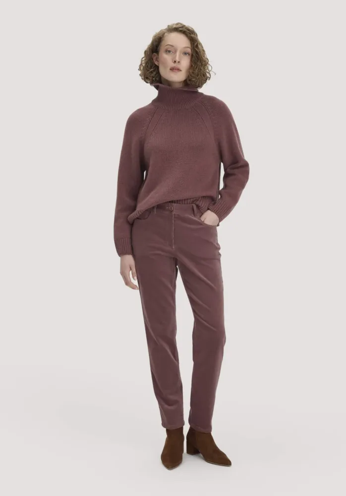 hessnatur Damen Gewebe Cord Hose Straight Leg aus Bio-Baumwolle - rot - Größe 40