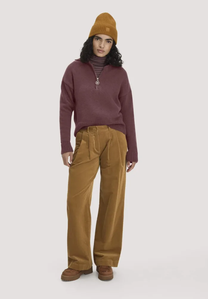 hessnatur Damen Cordhose Wide Leg aus Bio-Baumwolle - orange - Größe 48