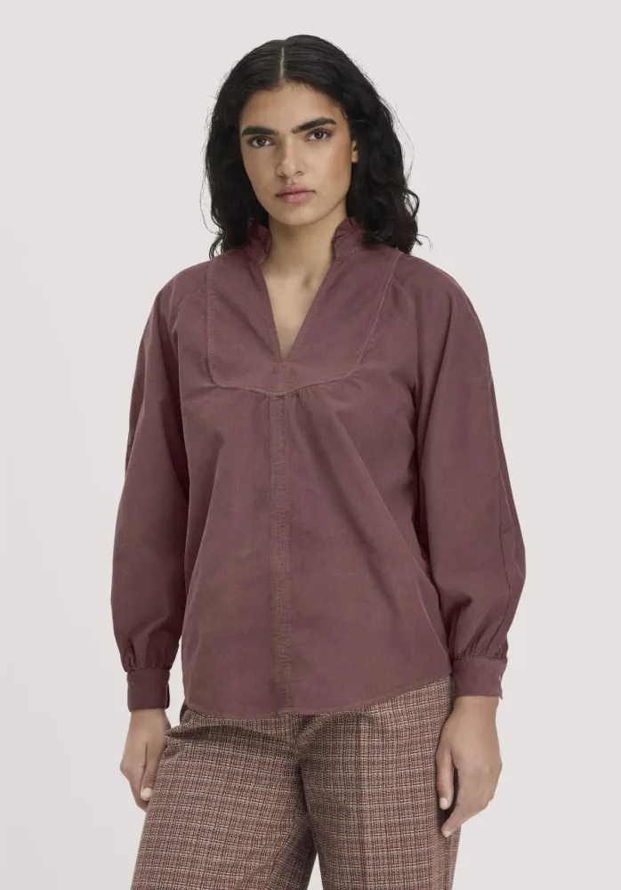 hessnatur Damen Cord-Bluse Regular aus Bio-Baumwolle - rot - Größe 36