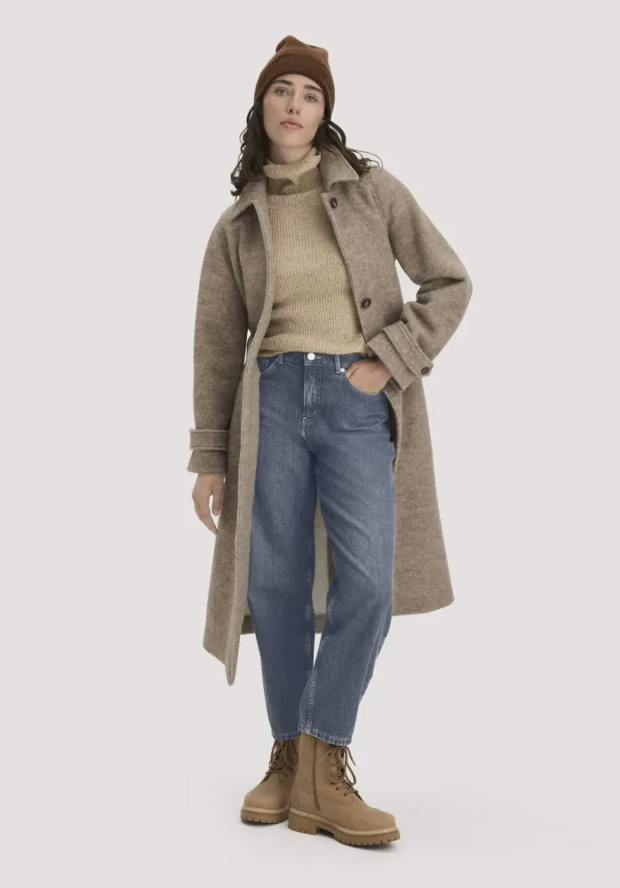 hessnatur Damen Mantel Relaxed aus Rhön- und europäischer Schurwolle - beige - Größe 36
