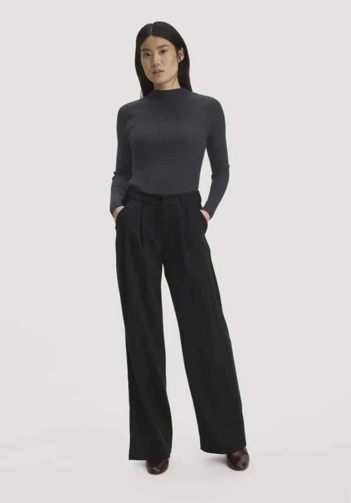 hessnatur Damen Gewebe Hose Wide Leg aus TENCEL? Lyocell - schwarz - Größe 34