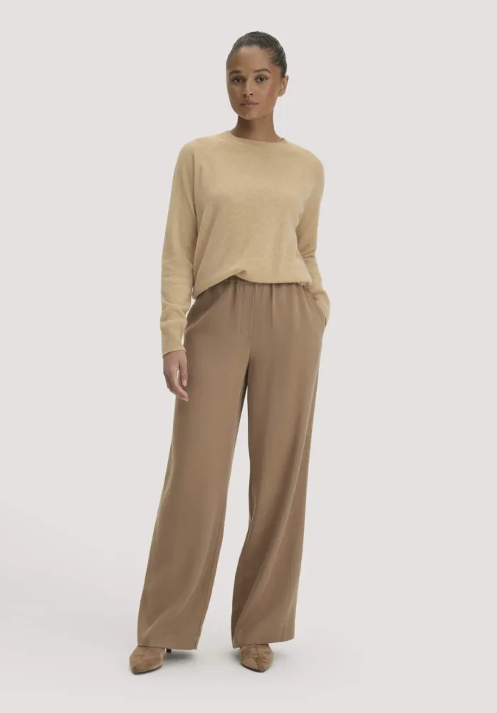 hessnatur Damen Gewebe Hose Wide Leg aus TENCEL? Lyocell - braun - Größe 36