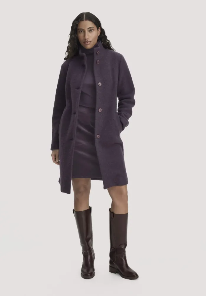 hessnatur Damen Wollfleece Mantel Regular aus Bio-Merinowolle - lila Grösse34