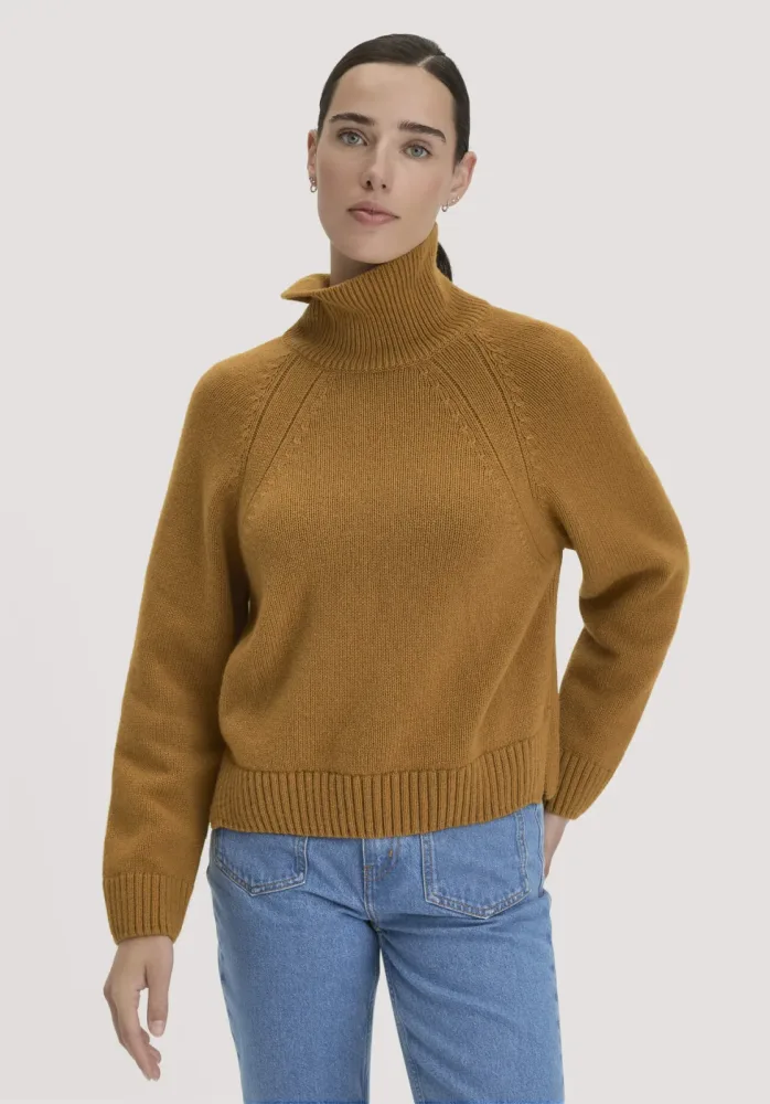 hessnatur Damen Strick Pullover Relaxed aus Bio-Merinowolle mit Bio-Baumwolle - orange GrösseXS