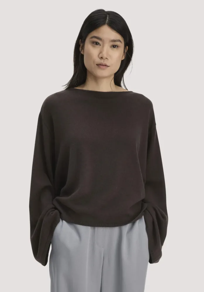 hessnatur Damen Strick Pullover Oversize aus Bio-Merinowolle mit Cashmere - braun Grösseonesize