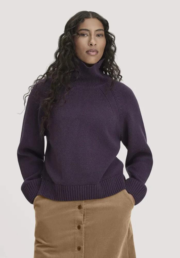 hessnatur Damen Strick Pullover Relaxed aus Bio-Merinowolle mit Bio-Baumwolle - lila GrösseM