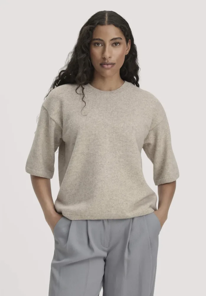 hessnatur Damen Strick Pullover Oversize aus Bio-Merinowolle mit Bio-Baumwolle - beige GrösseM