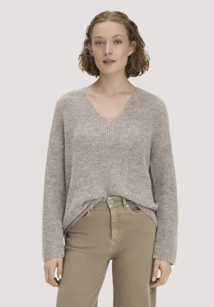 hessnatur Damen Strick Pullover Relaxed aus Alpaka - grau - Größe S
