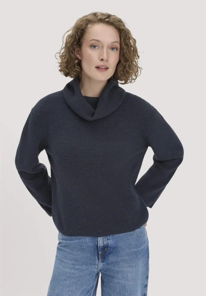 hessnatur Damen Strickpullover Relaxed aus Bio-Baumwolle - blau - Größe L
