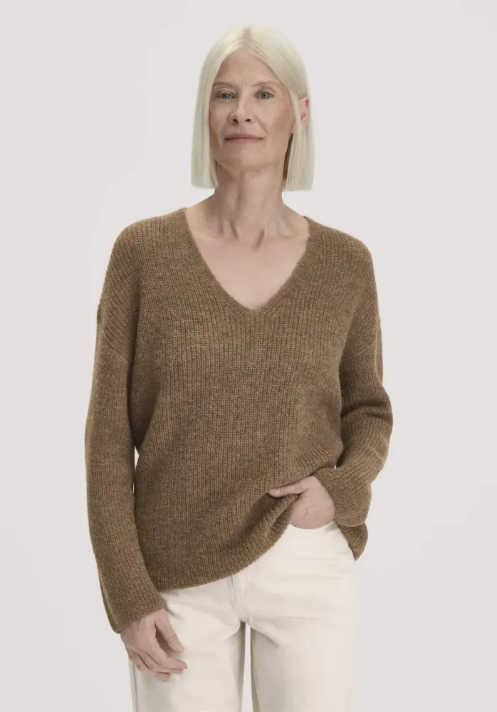 hessnatur Damen Strick Pullover Relaxed aus Alpaka - braun - Größe XXL