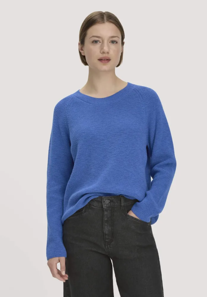 hessnatur Damen Pullover Relaxed aus Bio-Baumwolle - blau - Größe XS