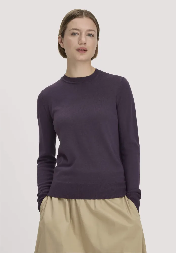 hessnatur Damen Pullover Regular aus Bio-Merinowolle - lila - Größe M