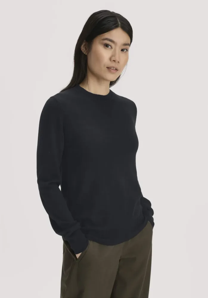 hessnatur Damen Pullover Regular aus Bio-Merinowolle - schwarz - Größe XXL