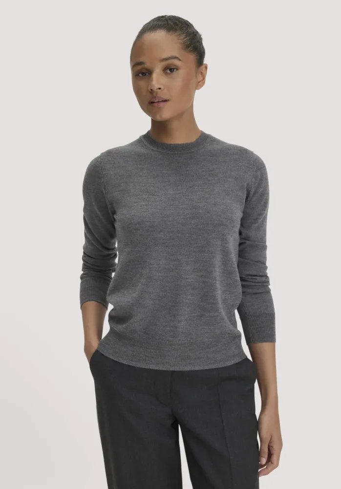 hessnatur Damen Pullover Regular aus Bio-Merinowolle - grau - Größe L