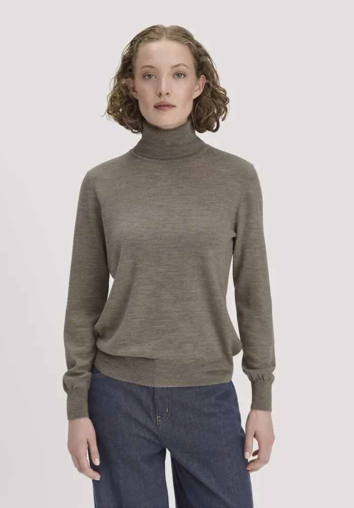 hessnatur Damen Rollkragenpullover Relaxed aus Bio-Merinowolle - lila - Größe S