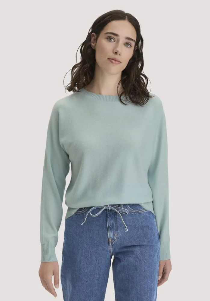 hessnatur Damen Pullover Relaxed aus Bio-Schurwolle mit Cashmere - grün GrösseL