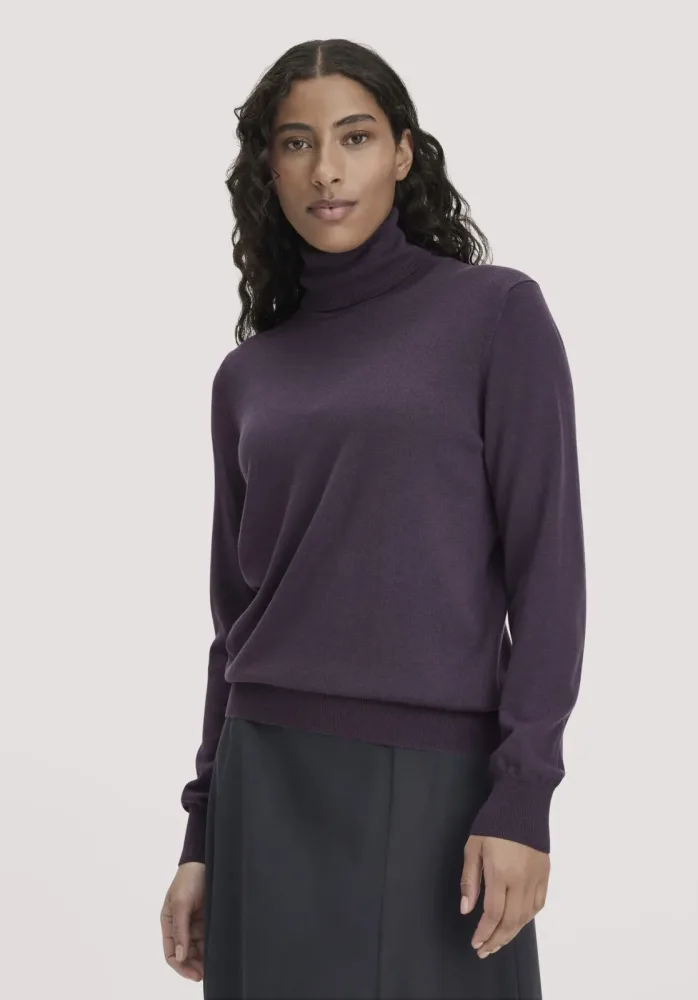 hessnatur Damen Rollkragenpullover Relaxed aus Bio-Merinowolle - lila - Größe S