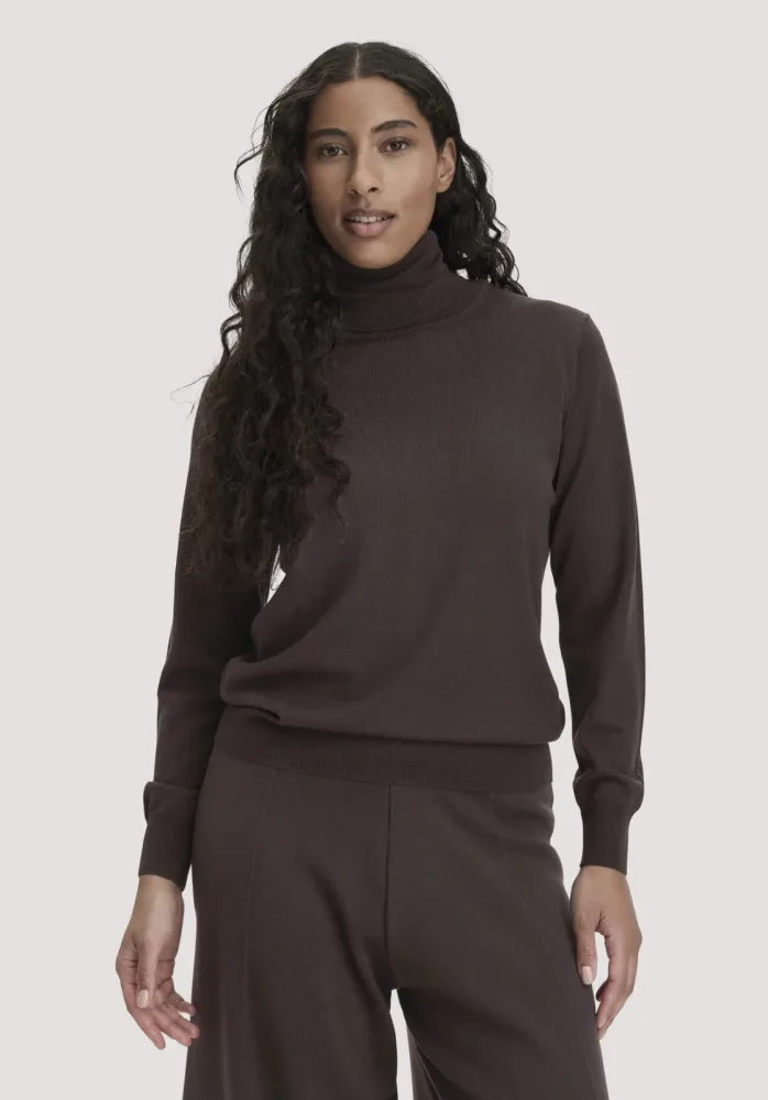 hessnatur Damen Rollkragenpullover Relaxed aus Bio-Merinowolle - braun - Größe XS