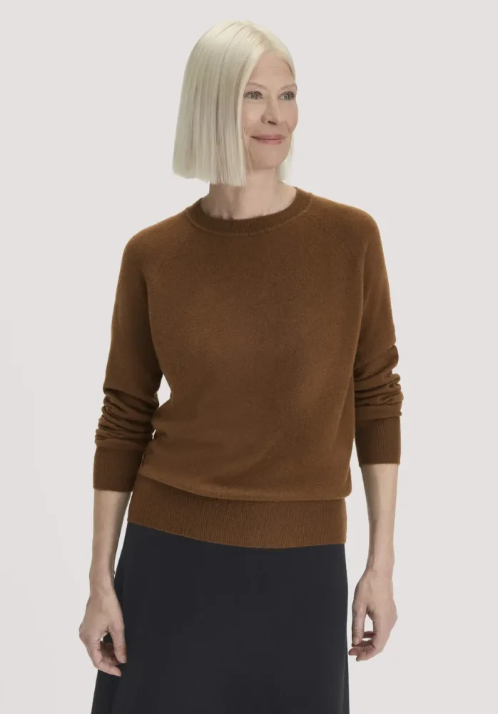 hessnatur Damen Pullover Relaxed BETTER RECYCLING aus Cashmere mit Recycling-Anteil - braun - Größe L