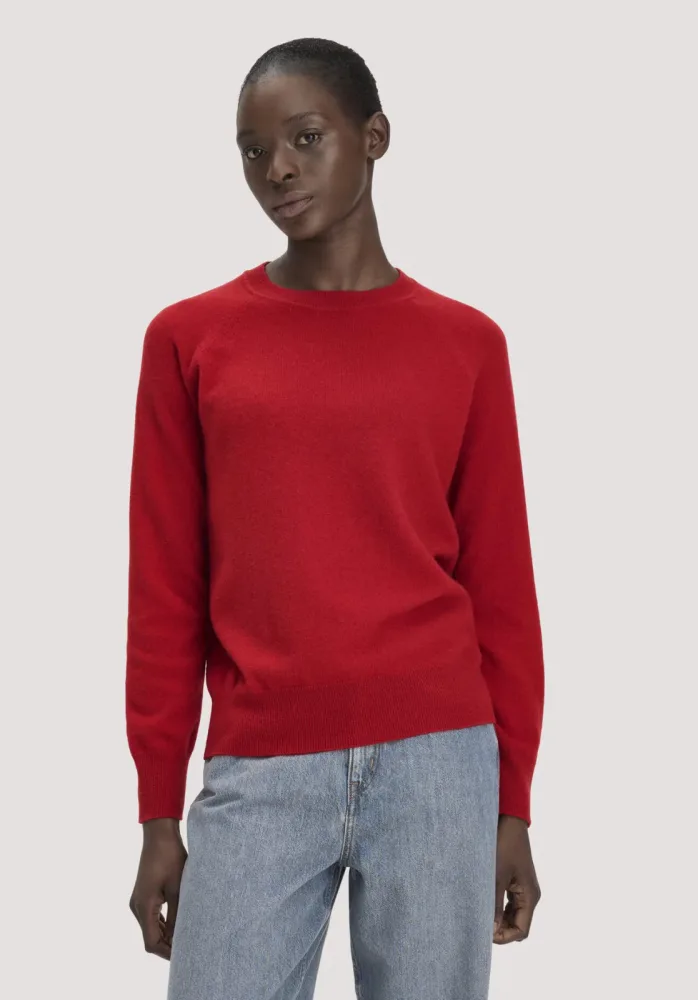 hessnatur Damen Pullover Relaxed BETTER RECYCLING aus Cashmere mit Recycling-Anteil - rot - Größe S