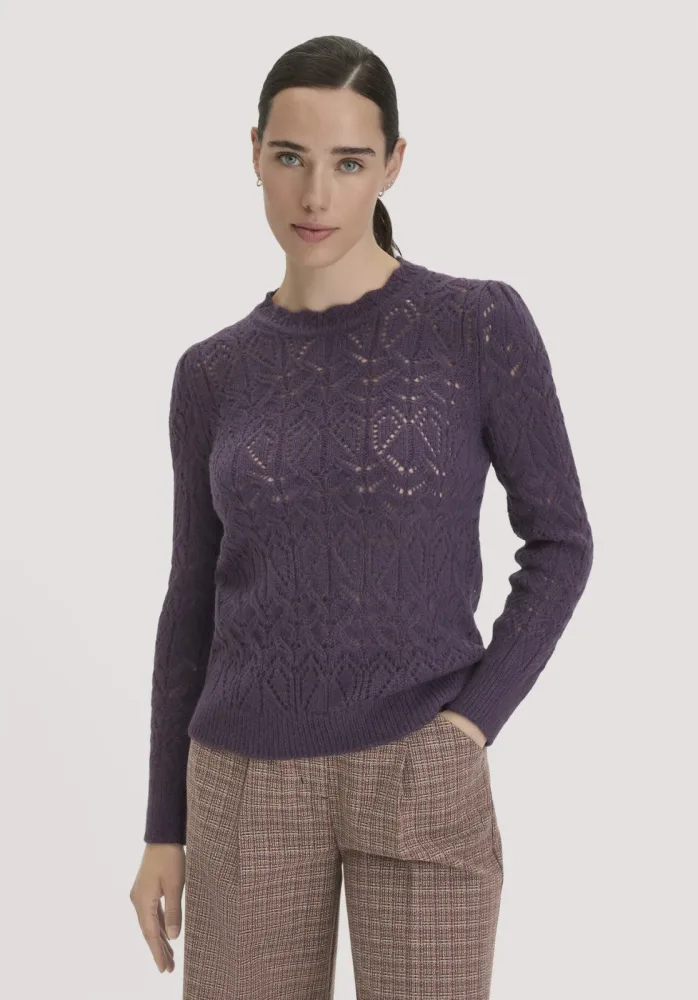 hessnatur Damen Pullover Regular aus Alpaka - lila - Größe L