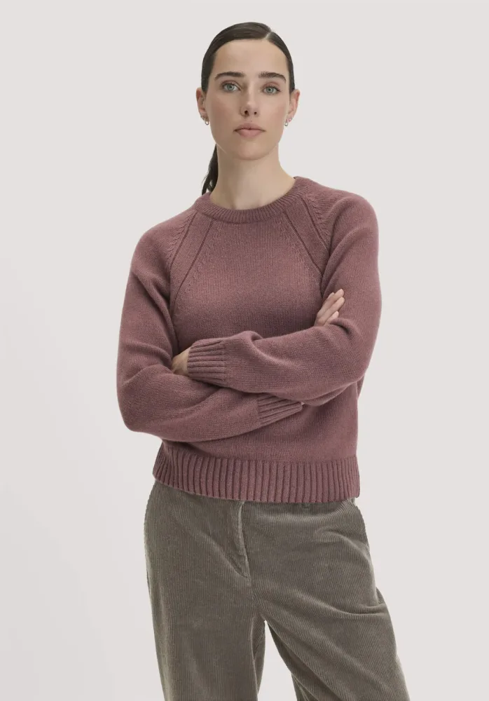 hessnatur Damen Strick Pullover Relaxed aus Wolle mit Bio-Baumwolle - rot - Größe L