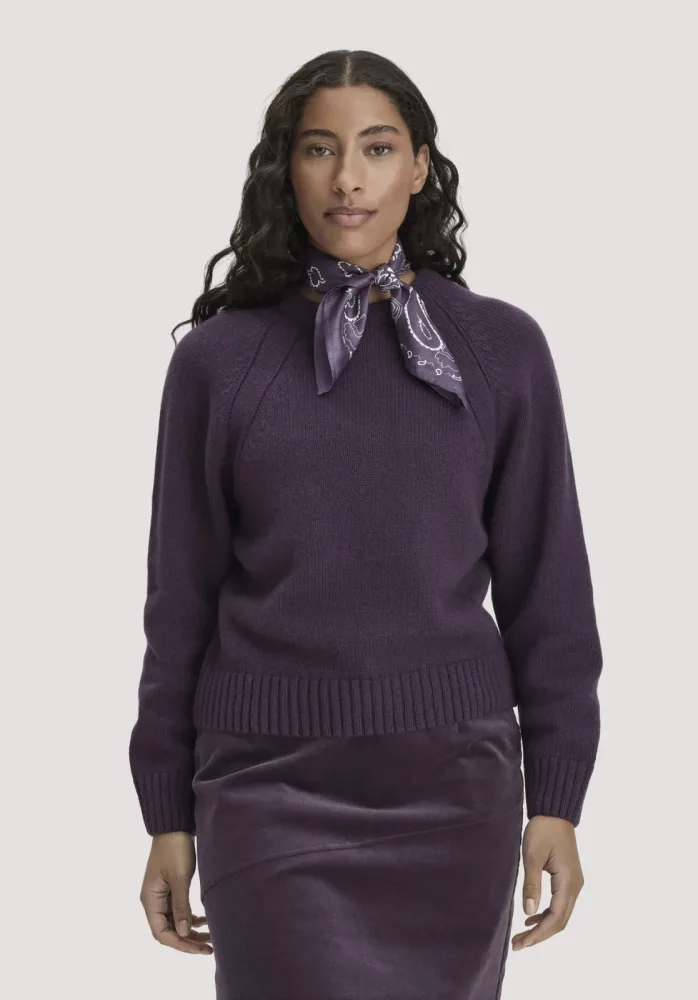 hessnatur Damen Strick Pullover Relaxed aus Wolle mit Bio-Baumwolle - lila - Größe L