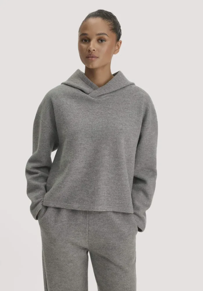 hessnatur Damen Pullover Oversize aus Schurwolle - grau GrösseL