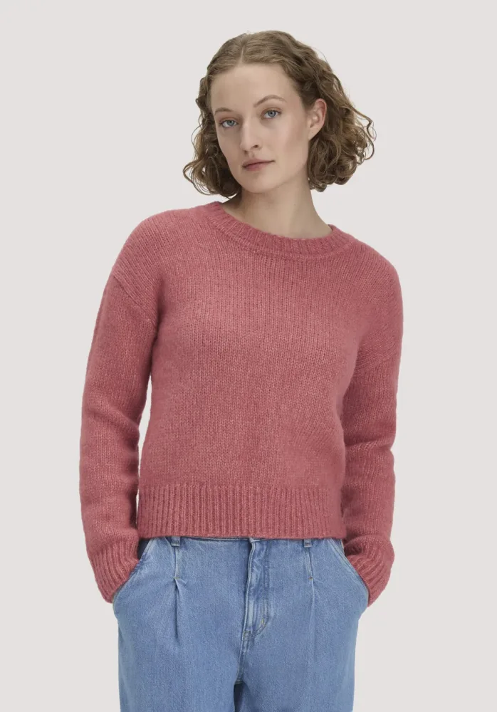 hessnatur Damen Pullover Relaxed aus Alpaka mit Bio-Baumwolle - rot - Größe XS