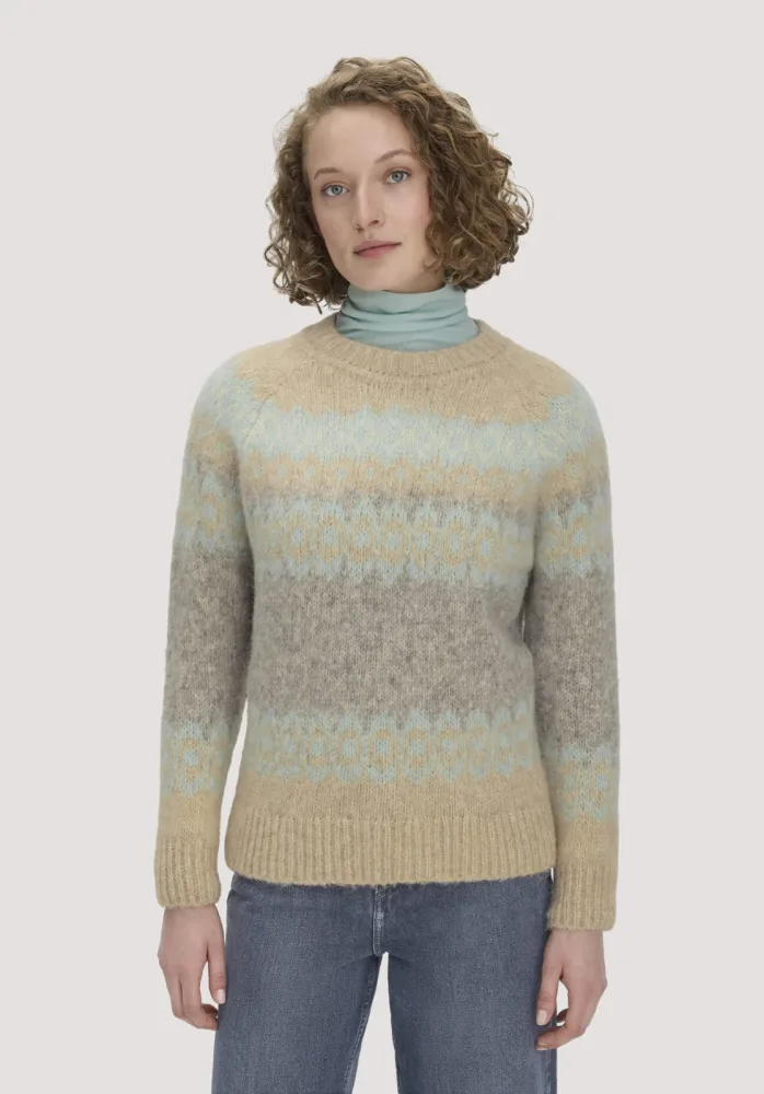 hessnatur Damen Stick Pullover Relaxed aus Alpaka und Bio-Baumwolle - grau - Größe S