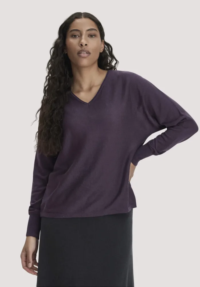hessnatur Damen Pullover Oversize aus TENCEL? Lyocell und Bio-Baumwolle - lila - Größe L