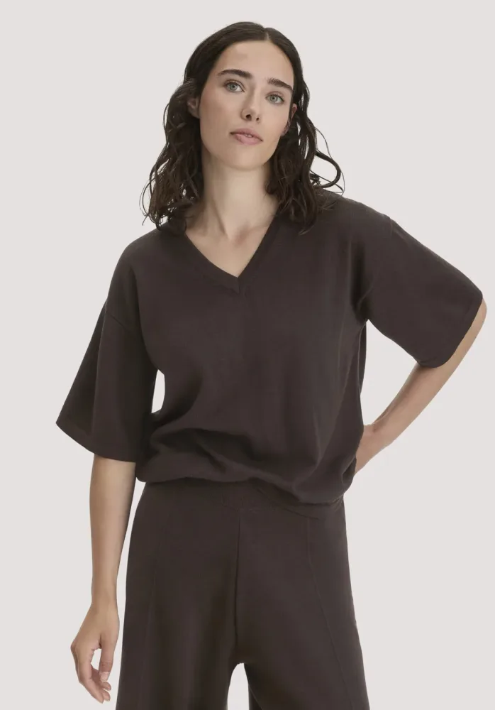hessnatur Damen Pullover Oversize aus Bio-Merinowolle - braun - Größe L