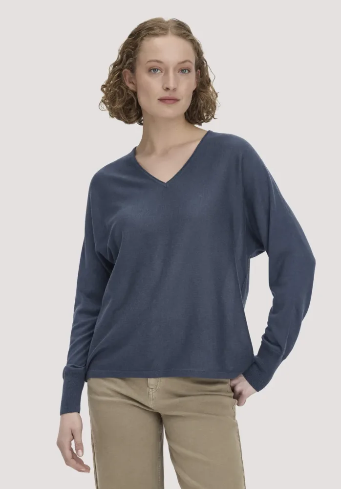 hessnatur Damen Pullover Oversize aus TENCEL? Lyocell und Bio-Baumwolle - blau - Größe XS