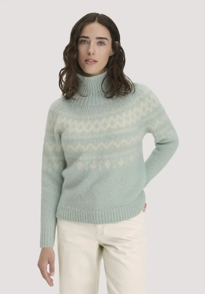 hessnatur Damen Rollkragenpullover Relaxed aus Alpaka und Bio-Baumwolle - grün - Größe S