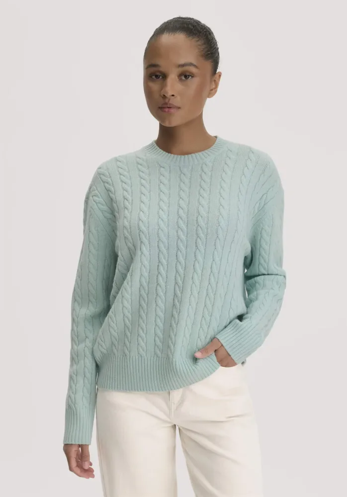 hessnatur Damen Pullover Oversize aus Bio-Schurwolle mit Cashmere - grün GrösseS