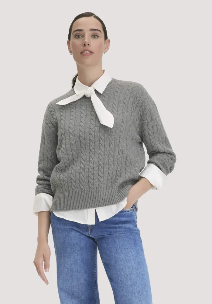 hessnatur Damen Pullover Oversize aus Bio-Schurwolle mit Cashmere - grau - Größe S