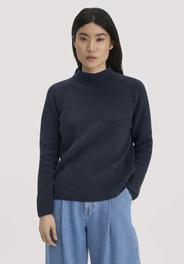 hessnatur Damen Strickpullover Relaxed aus Bio-Baumwolle - blau - Größe XXL